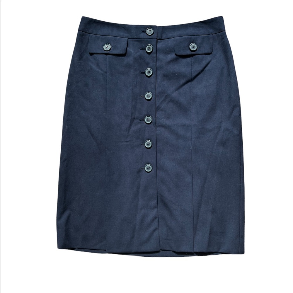 Ann Taylor LOFT Navy Blue Mid-Length Pencil Skirt (Size 2)